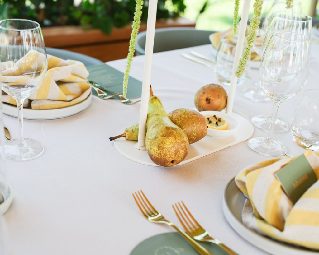 Uniek verjaardagsfeest. Stylen met peren. Event decoratie.
